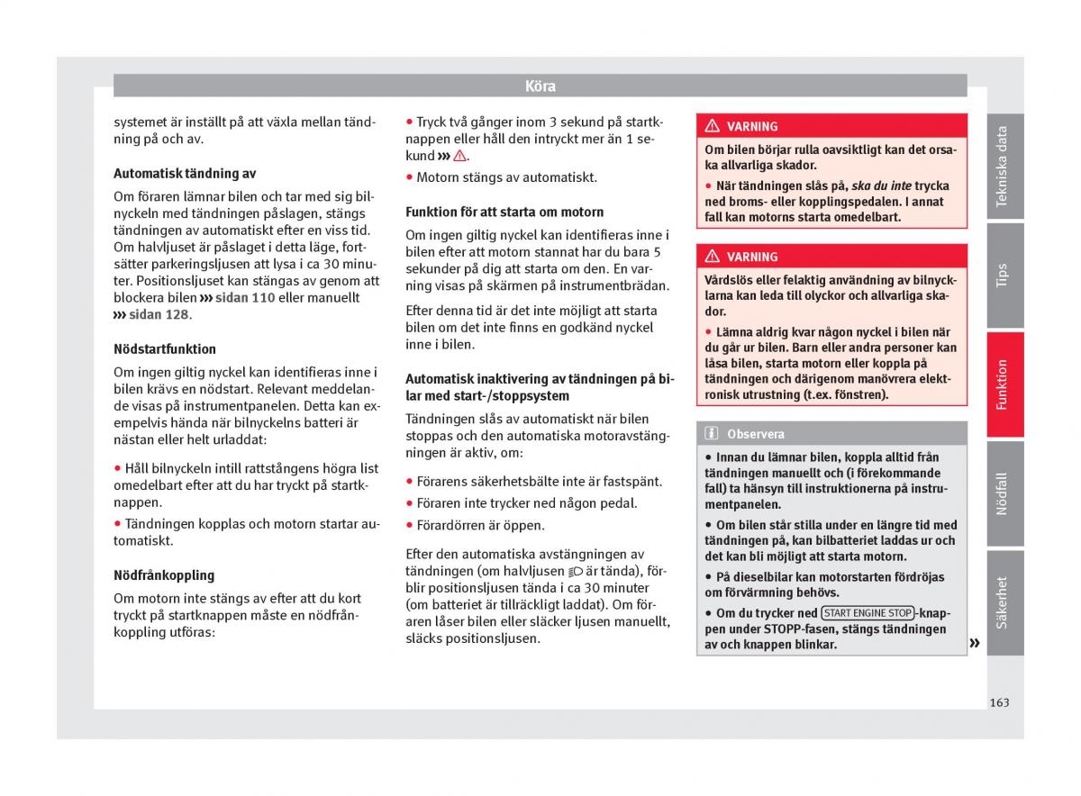 Seat Ateca instruktionsbok / page 165