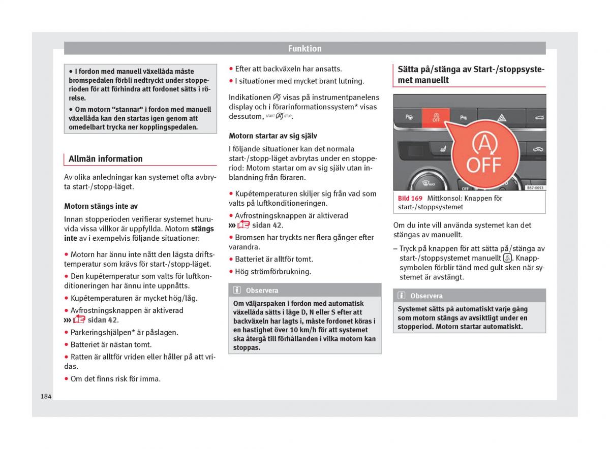 Seat Ateca instruktionsbok / page 186