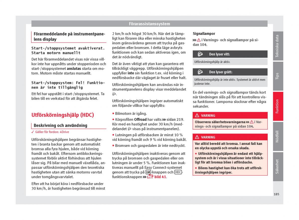 Seat Ateca instruktionsbok / page 187