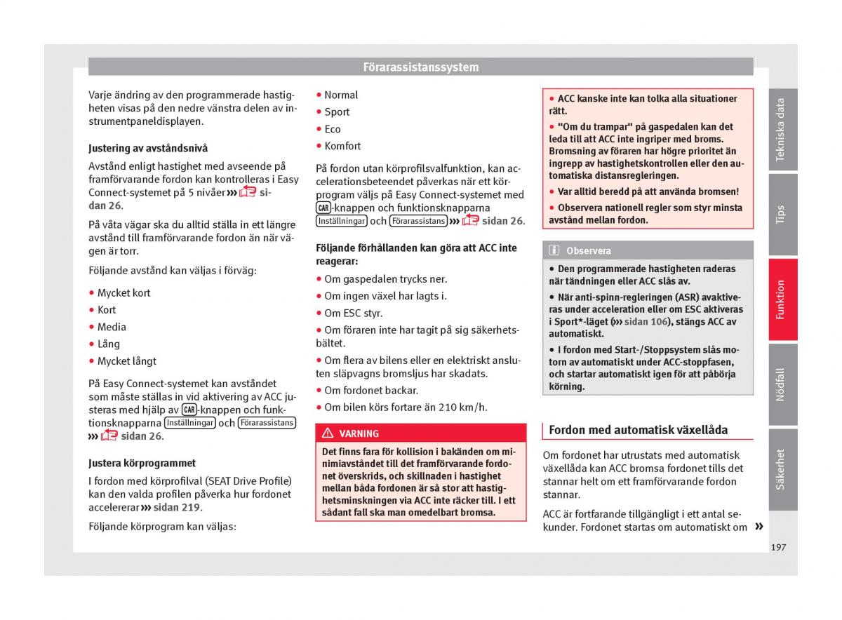 Seat Ateca instruktionsbok / page 199