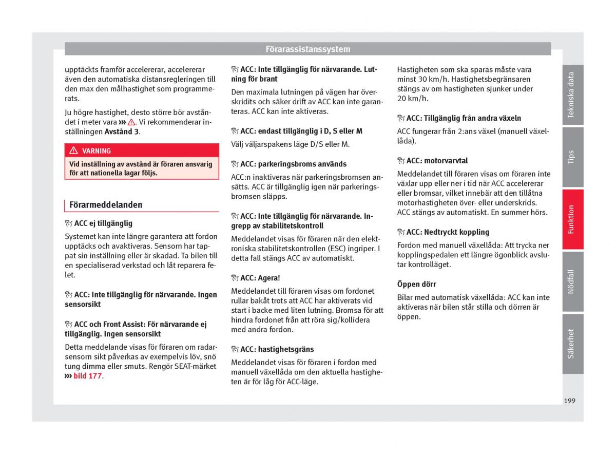 Seat Ateca instruktionsbok / page 201