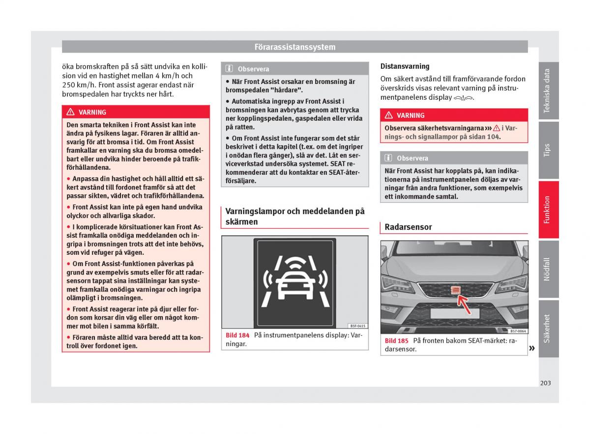 Seat Ateca instruktionsbok / page 205