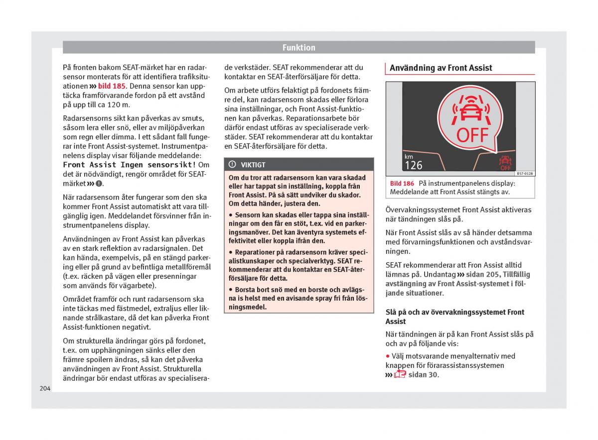 Seat Ateca instruktionsbok / page 206