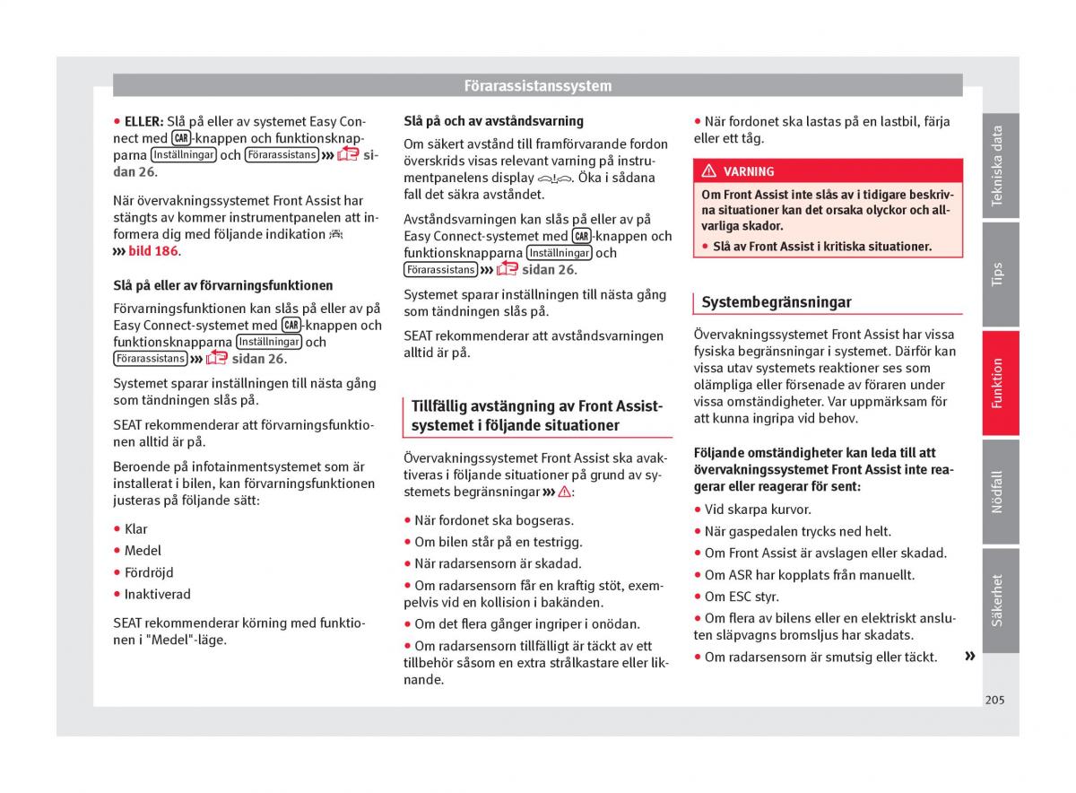 Seat Ateca instruktionsbok / page 207