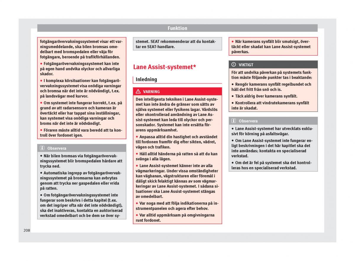 Seat Ateca instruktionsbok / page 210