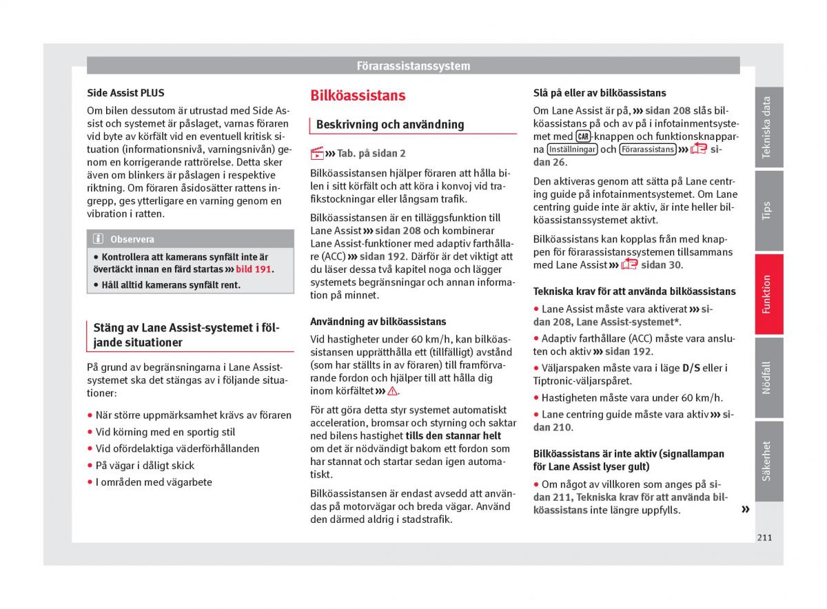 Seat Ateca instruktionsbok / page 213