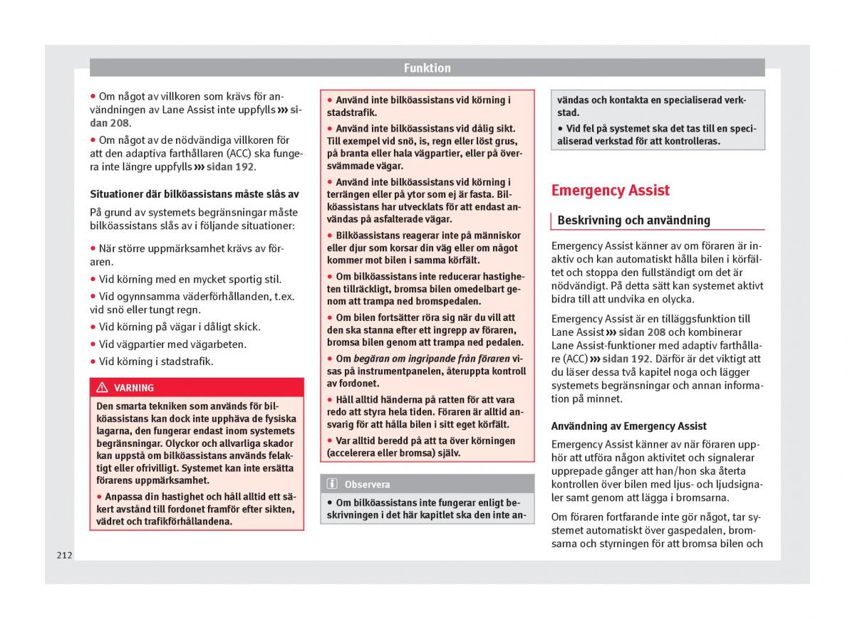 Seat Ateca instruktionsbok / page 214