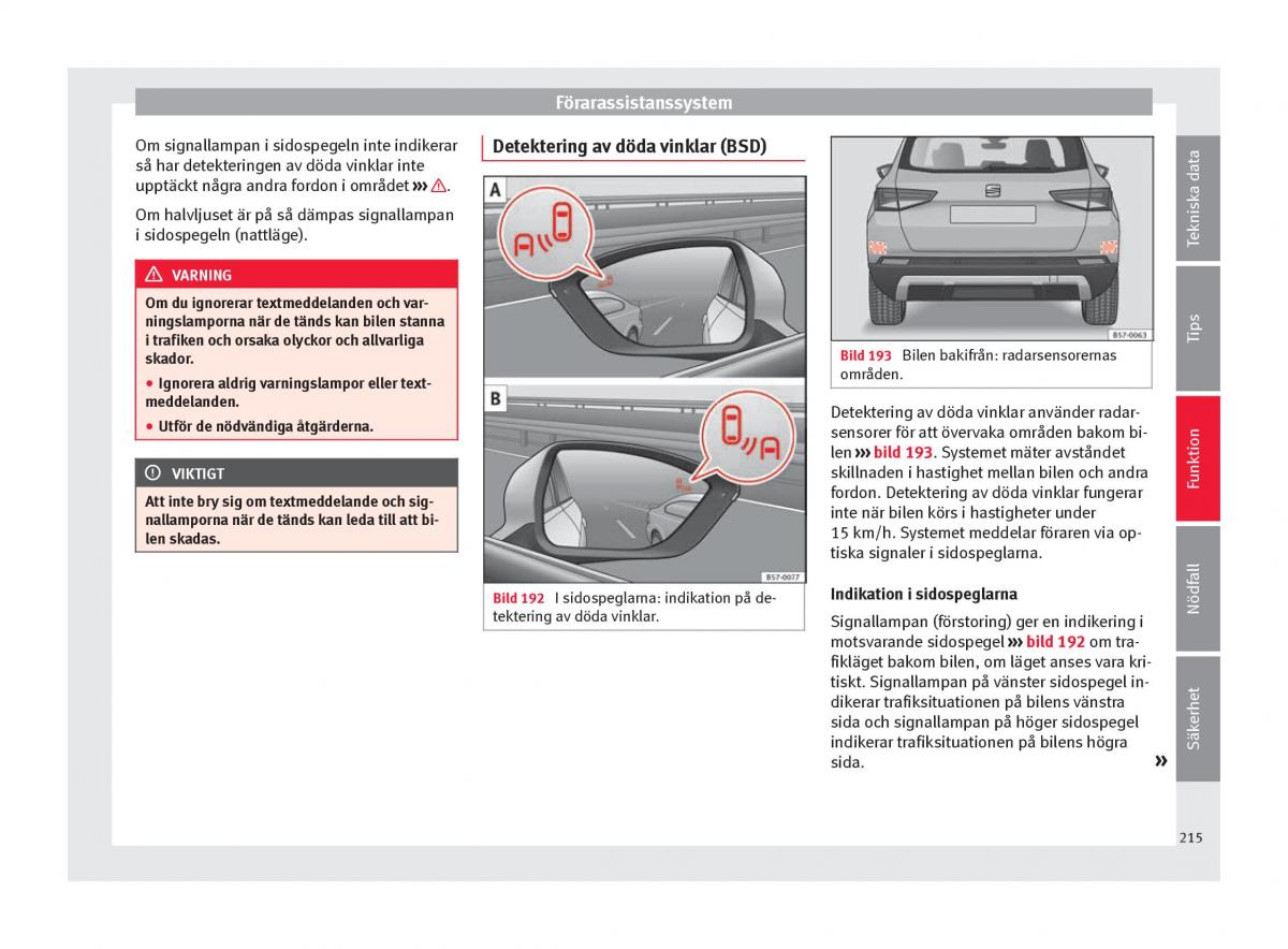 Seat Ateca instruktionsbok / page 217