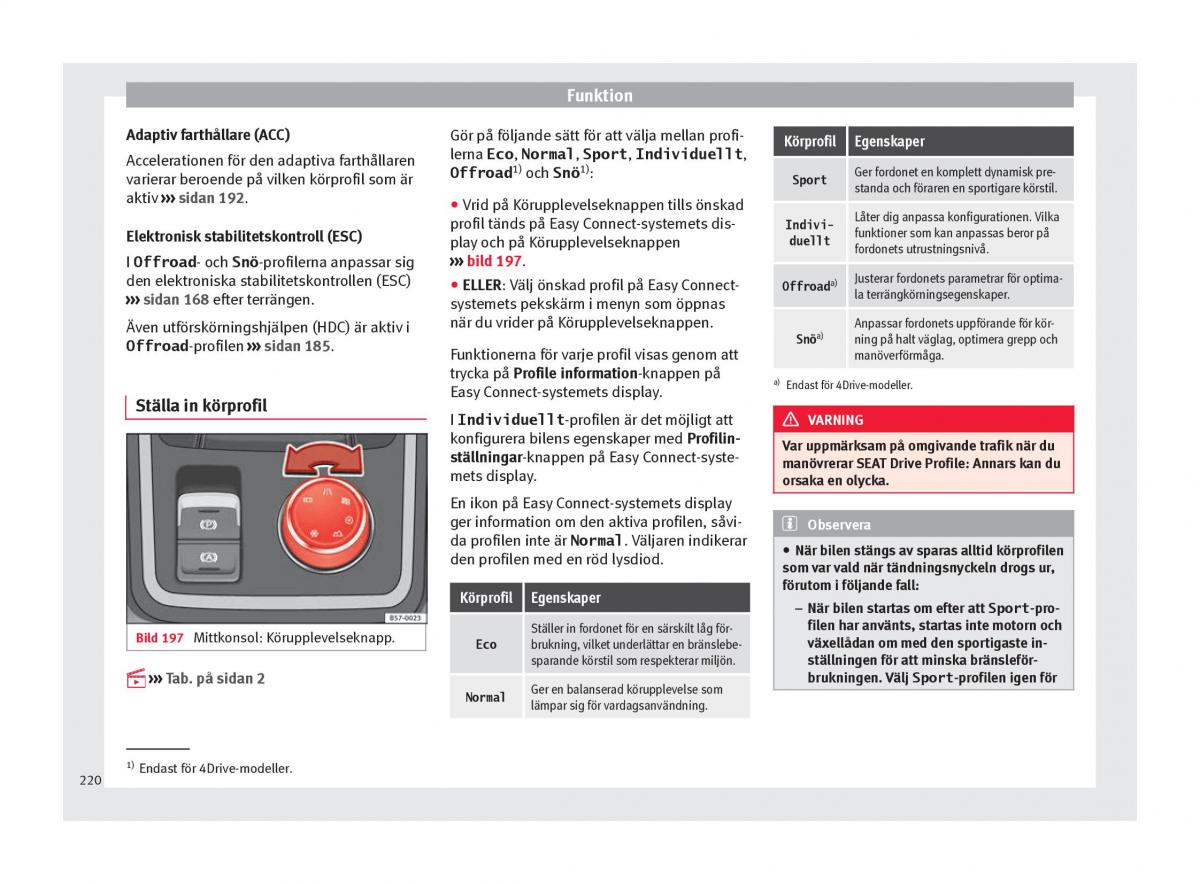 Seat Ateca instruktionsbok / page 222