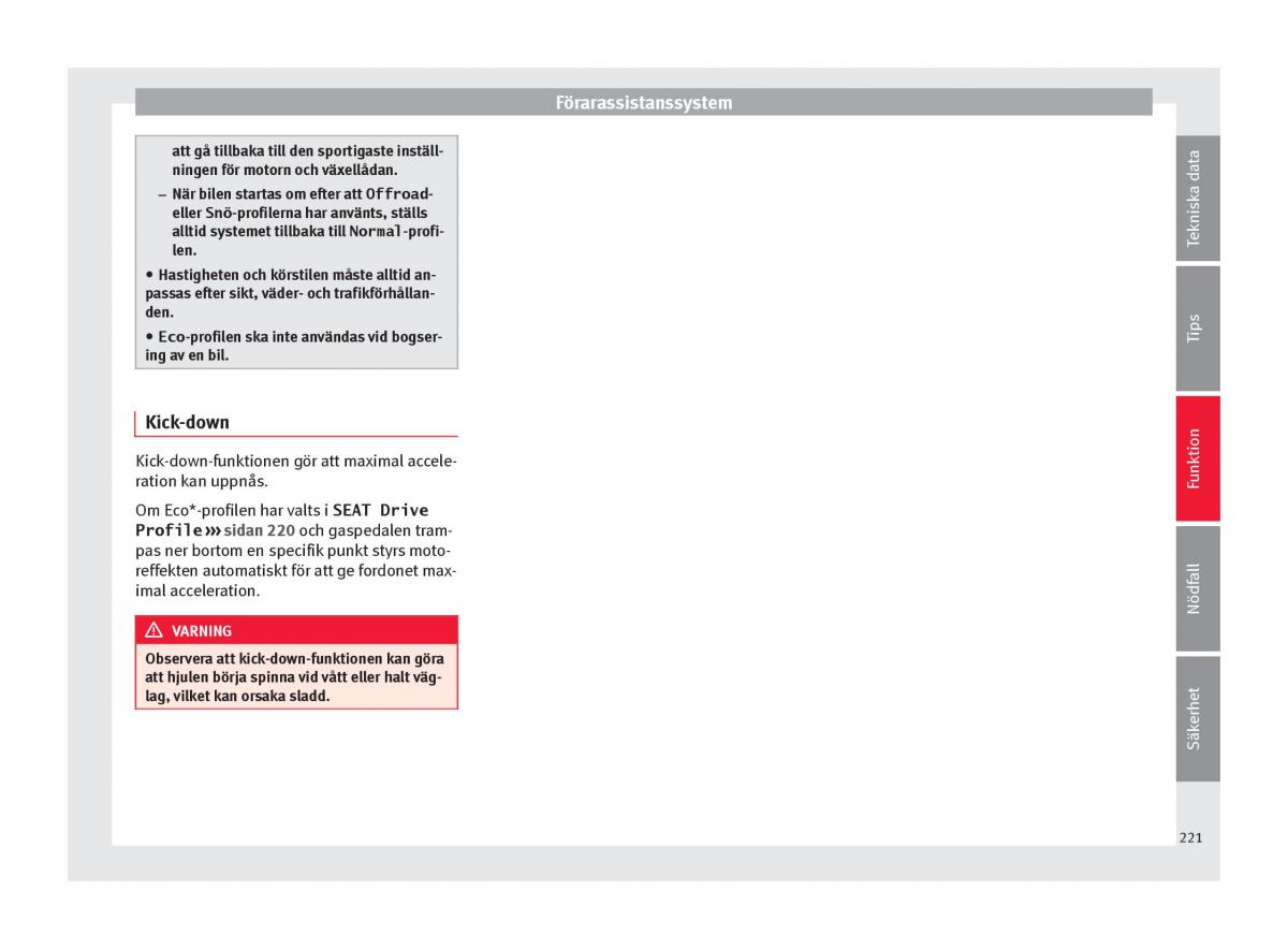 Seat Ateca instruktionsbok / page 223