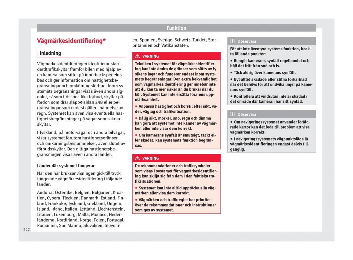 Seat Ateca instruktionsbok / page 224