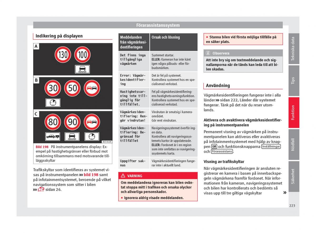 Seat Ateca instruktionsbok / page 225