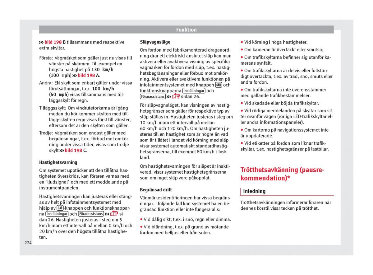 Seat Ateca instruktionsbok / page 226