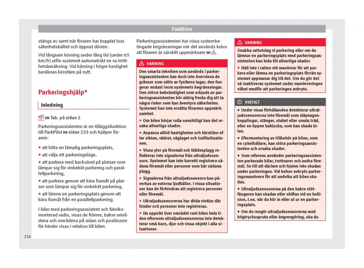 Seat Ateca instruktionsbok / page 228