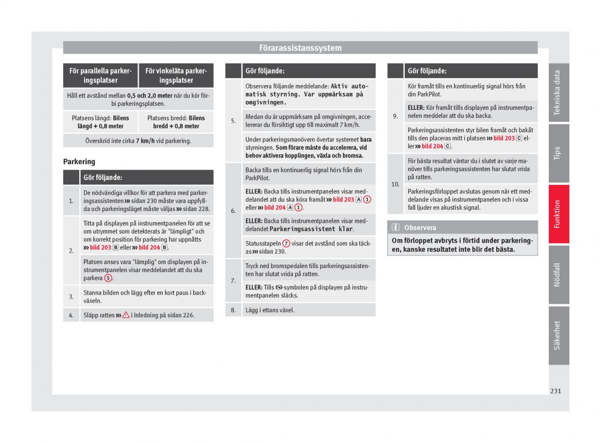 Seat Ateca instruktionsbok / page 233