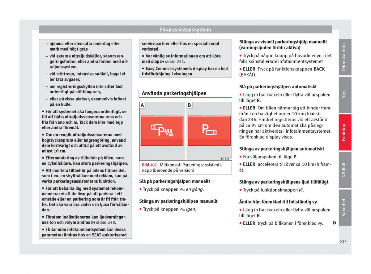 Seat Ateca instruktionsbok / page 237