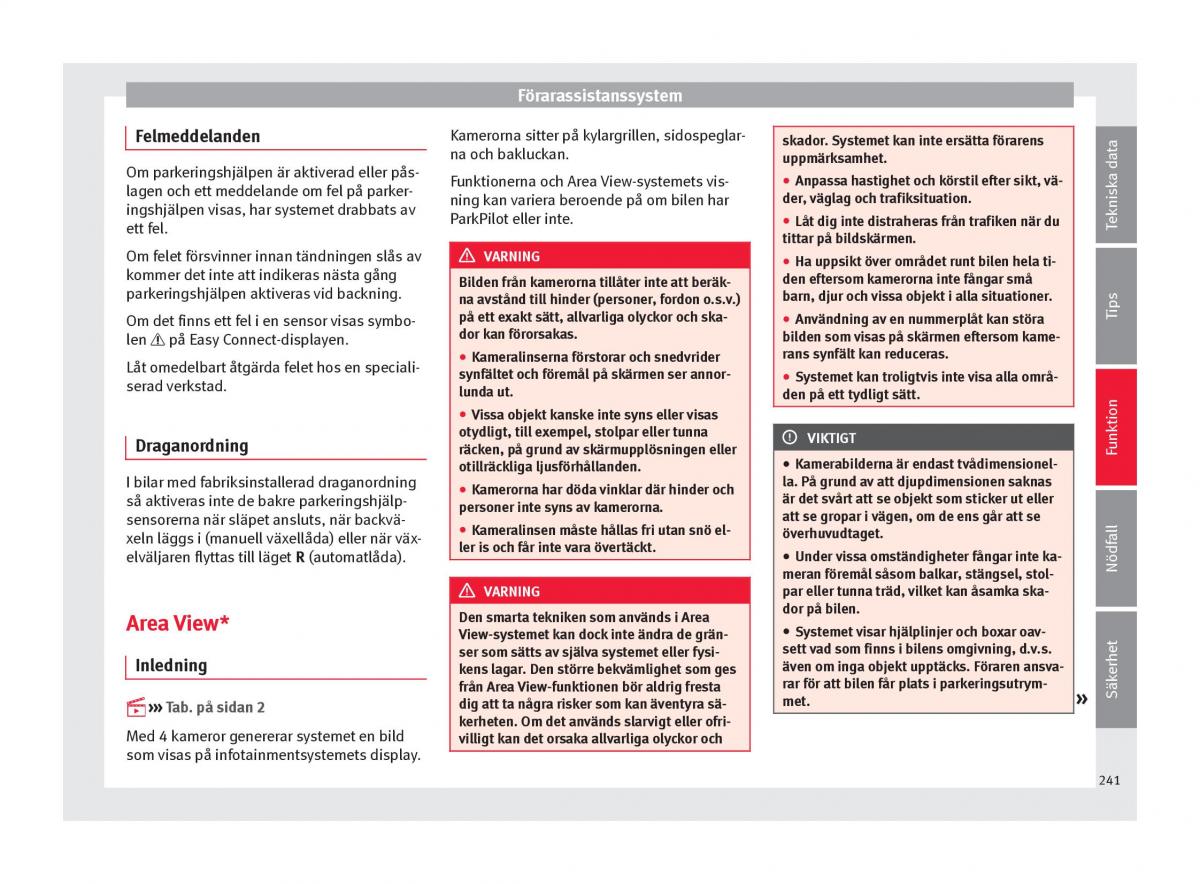 Seat Ateca instruktionsbok / page 243