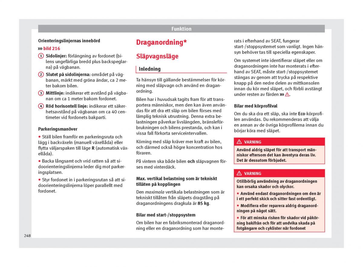 Seat Ateca instruktionsbok / page 250