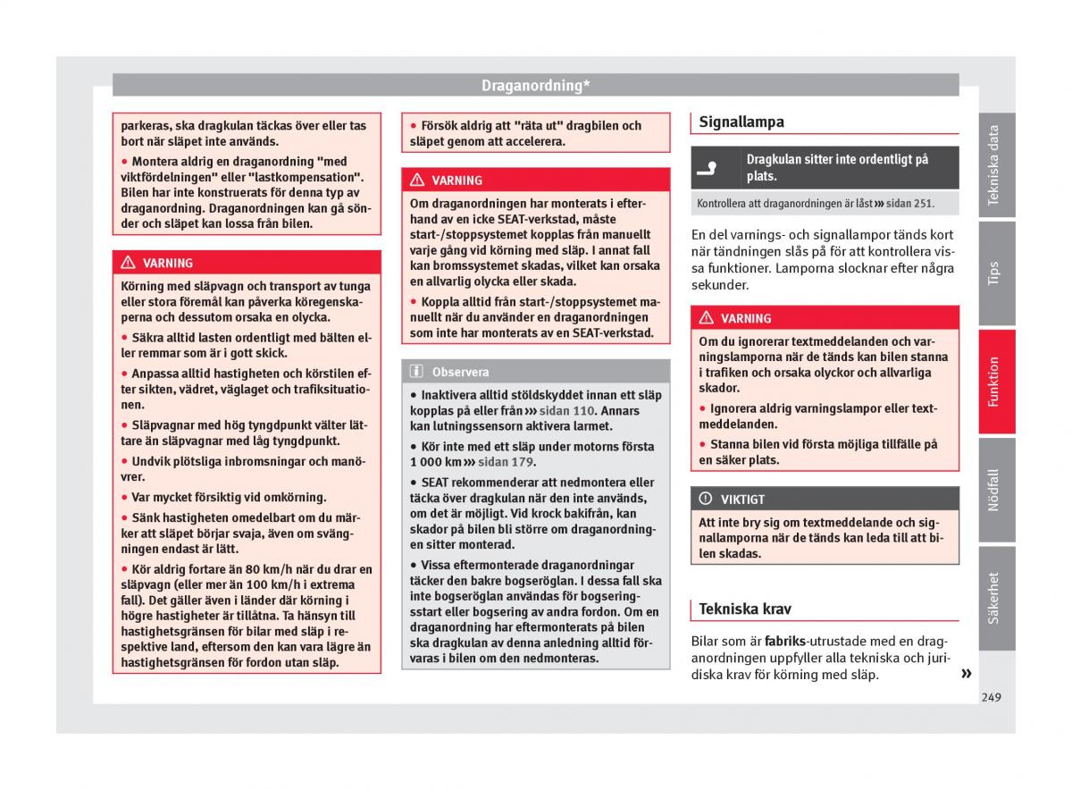 Seat Ateca instruktionsbok / page 251