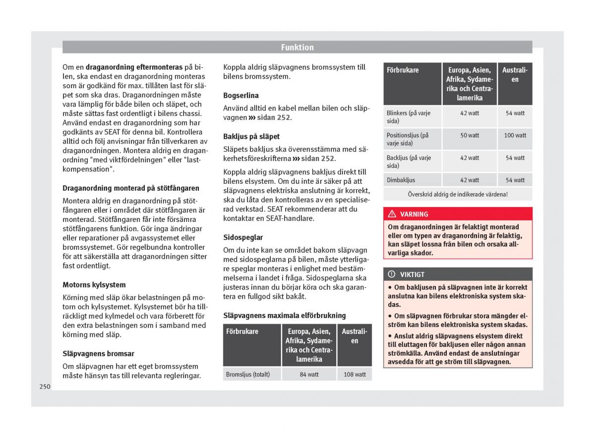 Seat Ateca instruktionsbok / page 252