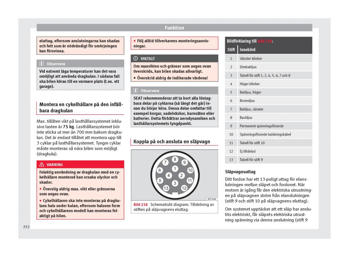 Seat Ateca instruktionsbok / page 254