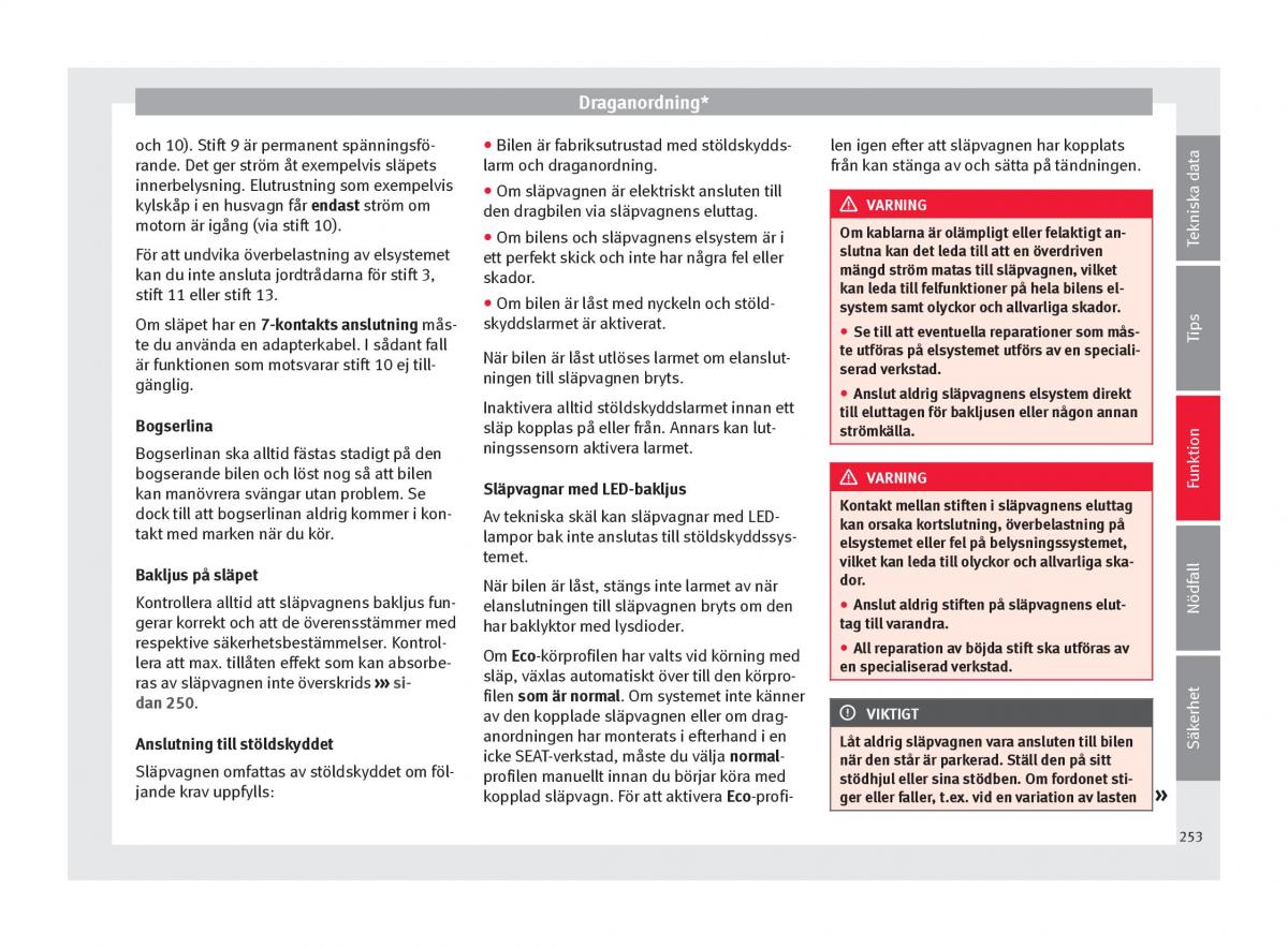 Seat Ateca instruktionsbok / page 255