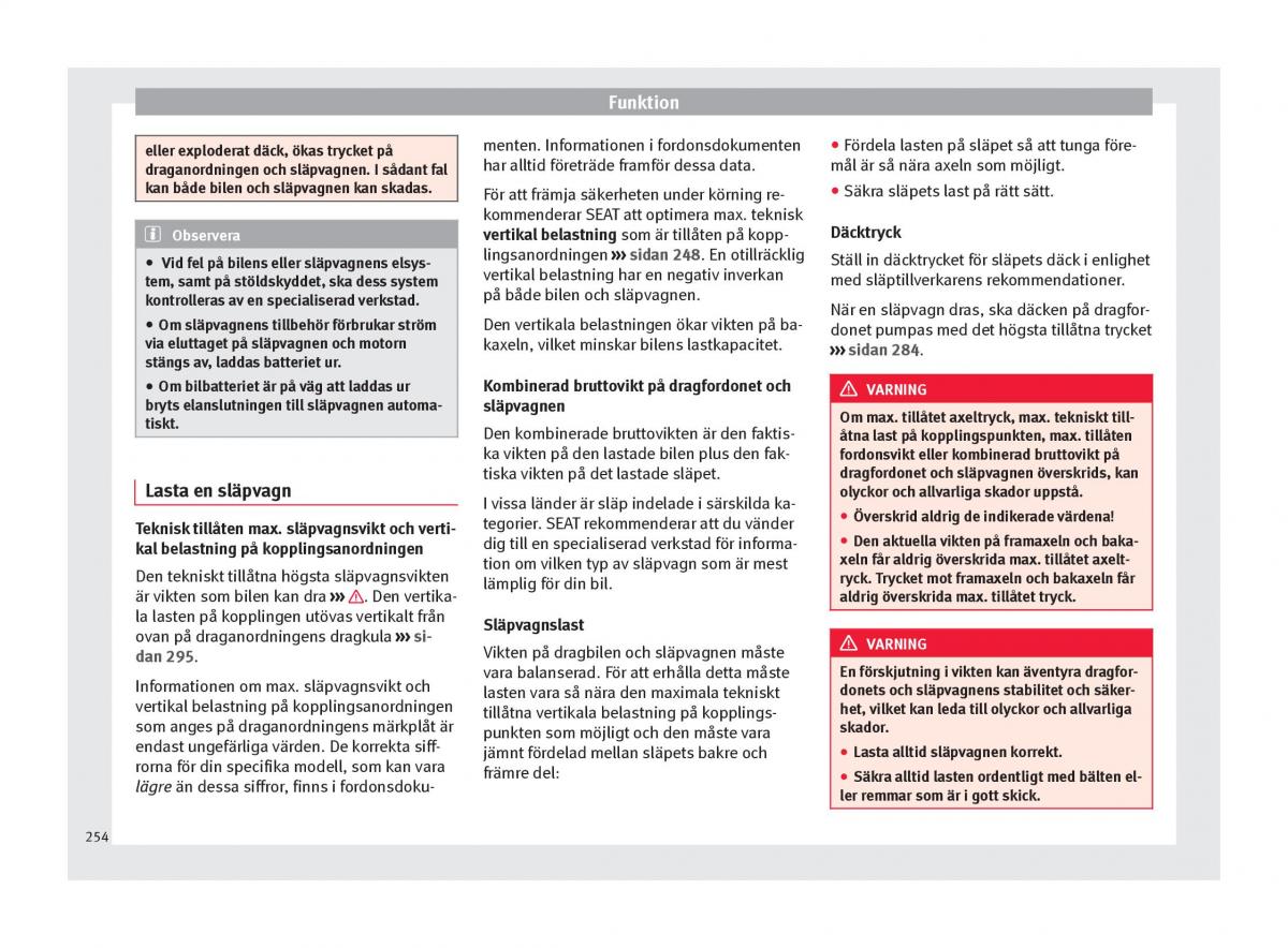 Seat Ateca instruktionsbok / page 256