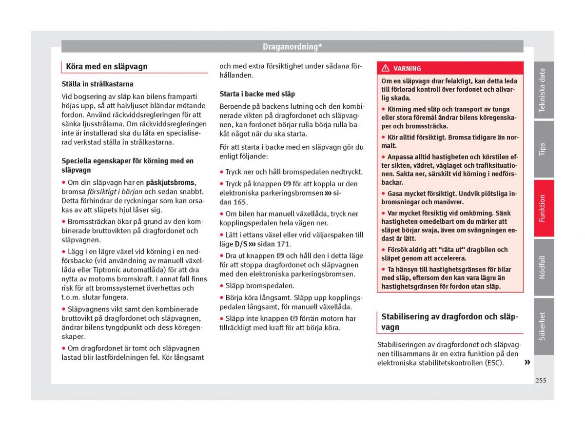 Seat Ateca instruktionsbok / page 257