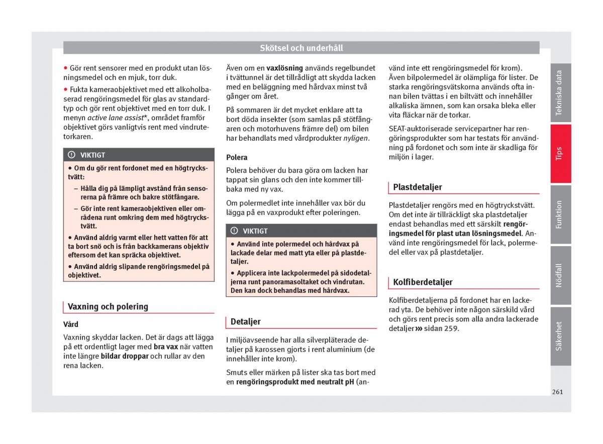 Seat Ateca instruktionsbok / page 263