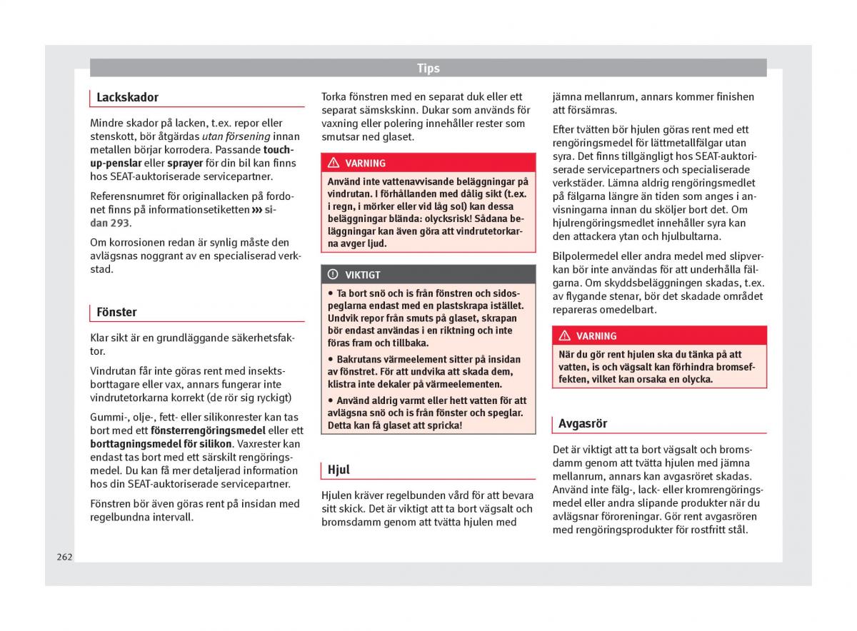 Seat Ateca instruktionsbok / page 264