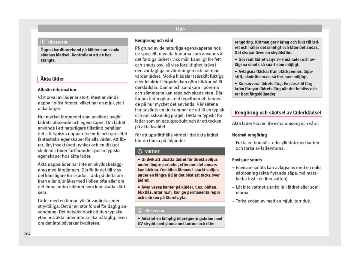 Seat Ateca instruktionsbok / page 266