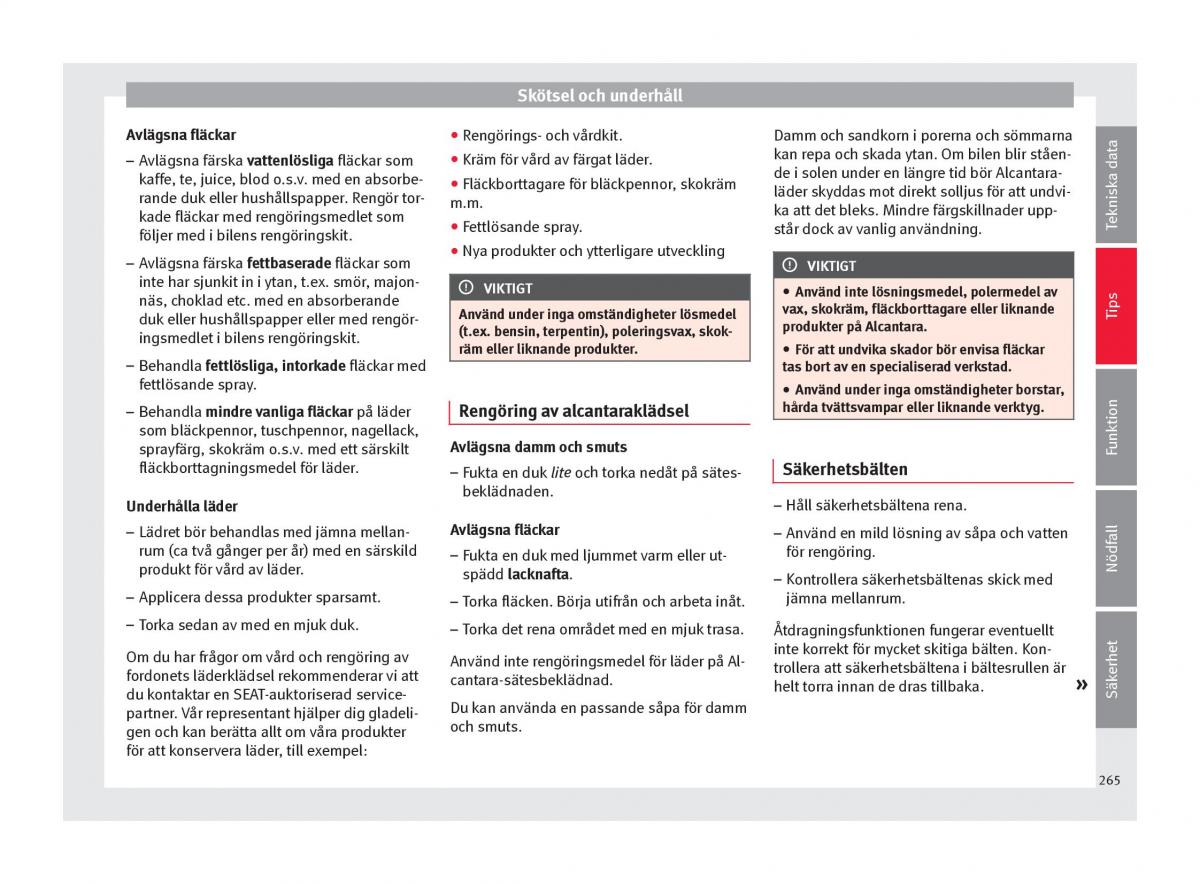 Seat Ateca instruktionsbok / page 267