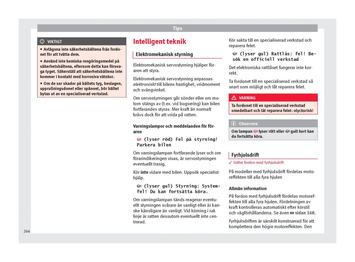 Seat Ateca instruktionsbok / page 268