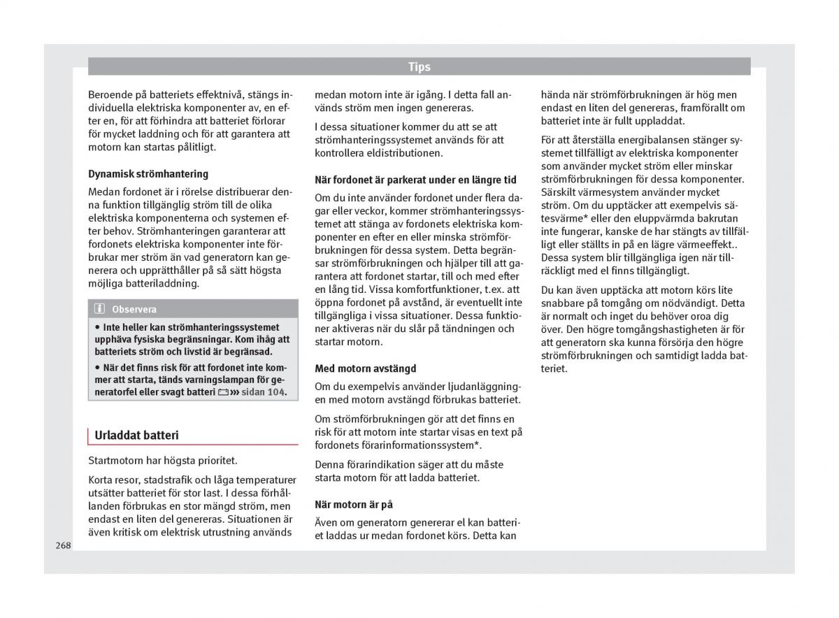 Seat Ateca instruktionsbok / page 270