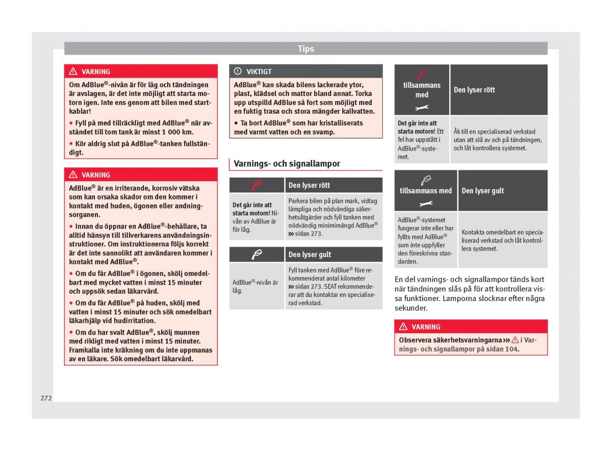 Seat Ateca instruktionsbok / page 274