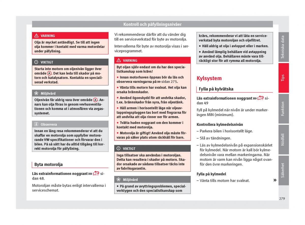 Seat Ateca instruktionsbok / page 281