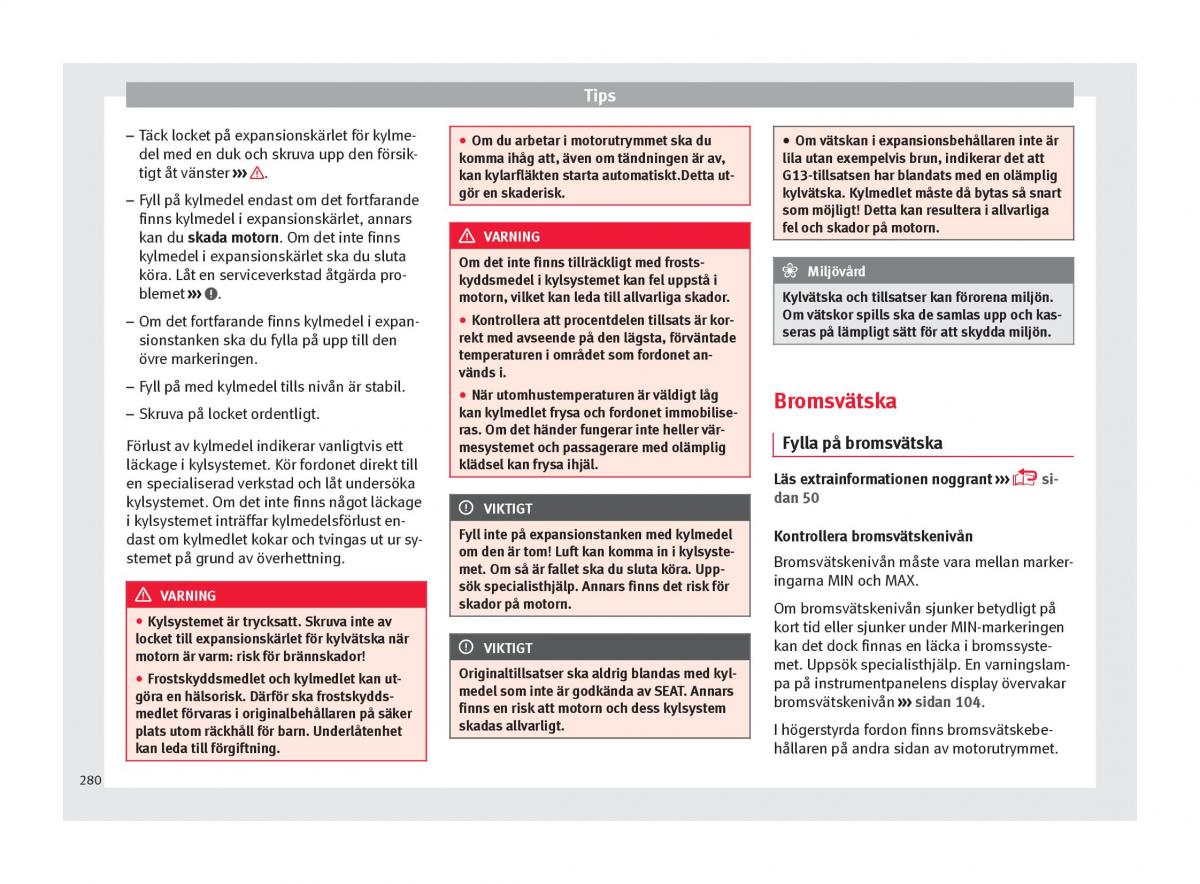 Seat Ateca instruktionsbok / page 282