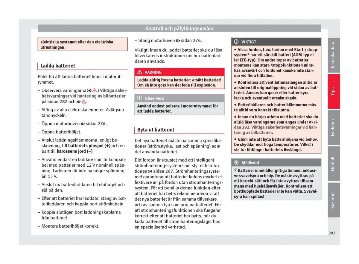 Seat Ateca instruktionsbok / page 285