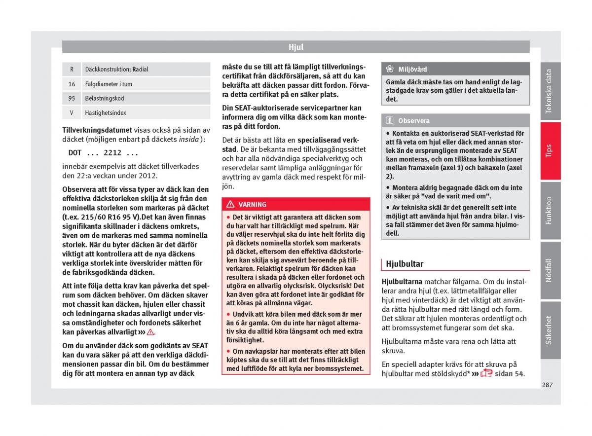 Seat Ateca instruktionsbok / page 289