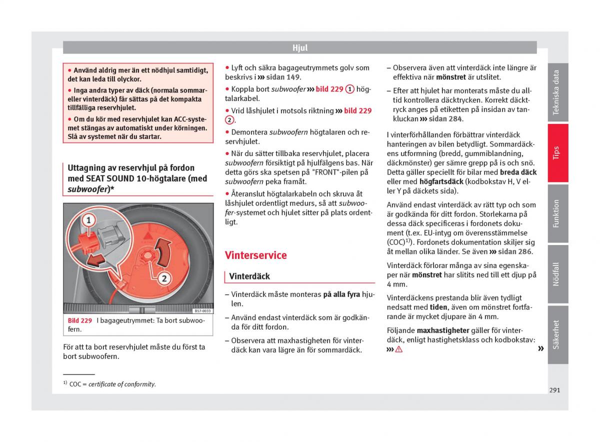 Seat Ateca instruktionsbok / page 293