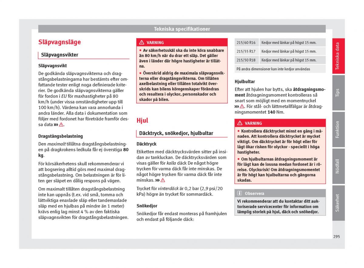 Seat Ateca instruktionsbok / page 297