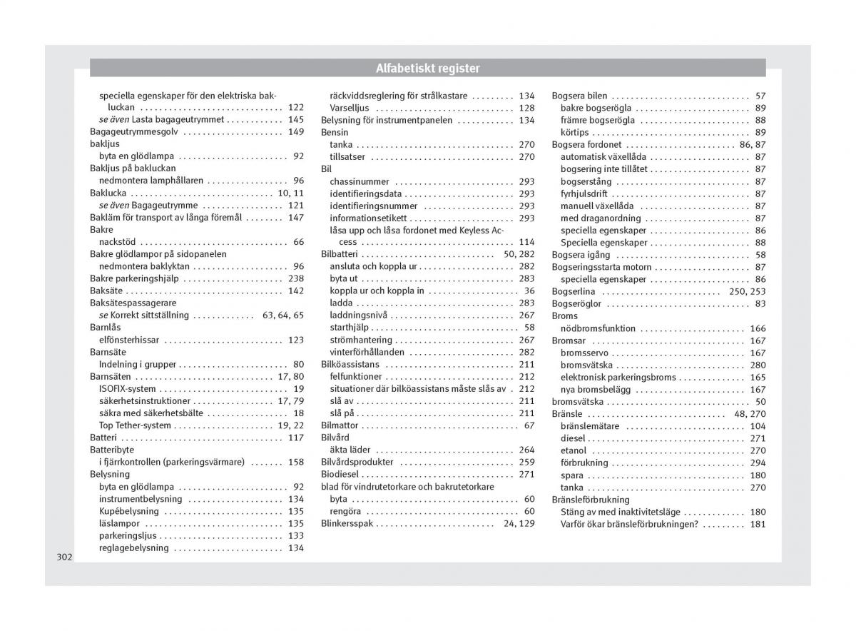 Seat Ateca instruktionsbok / page 304