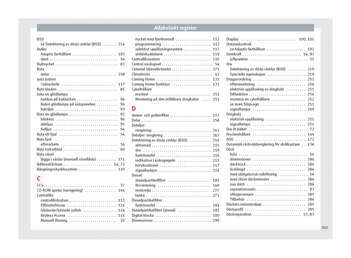 Seat Ateca instruktionsbok / page 305