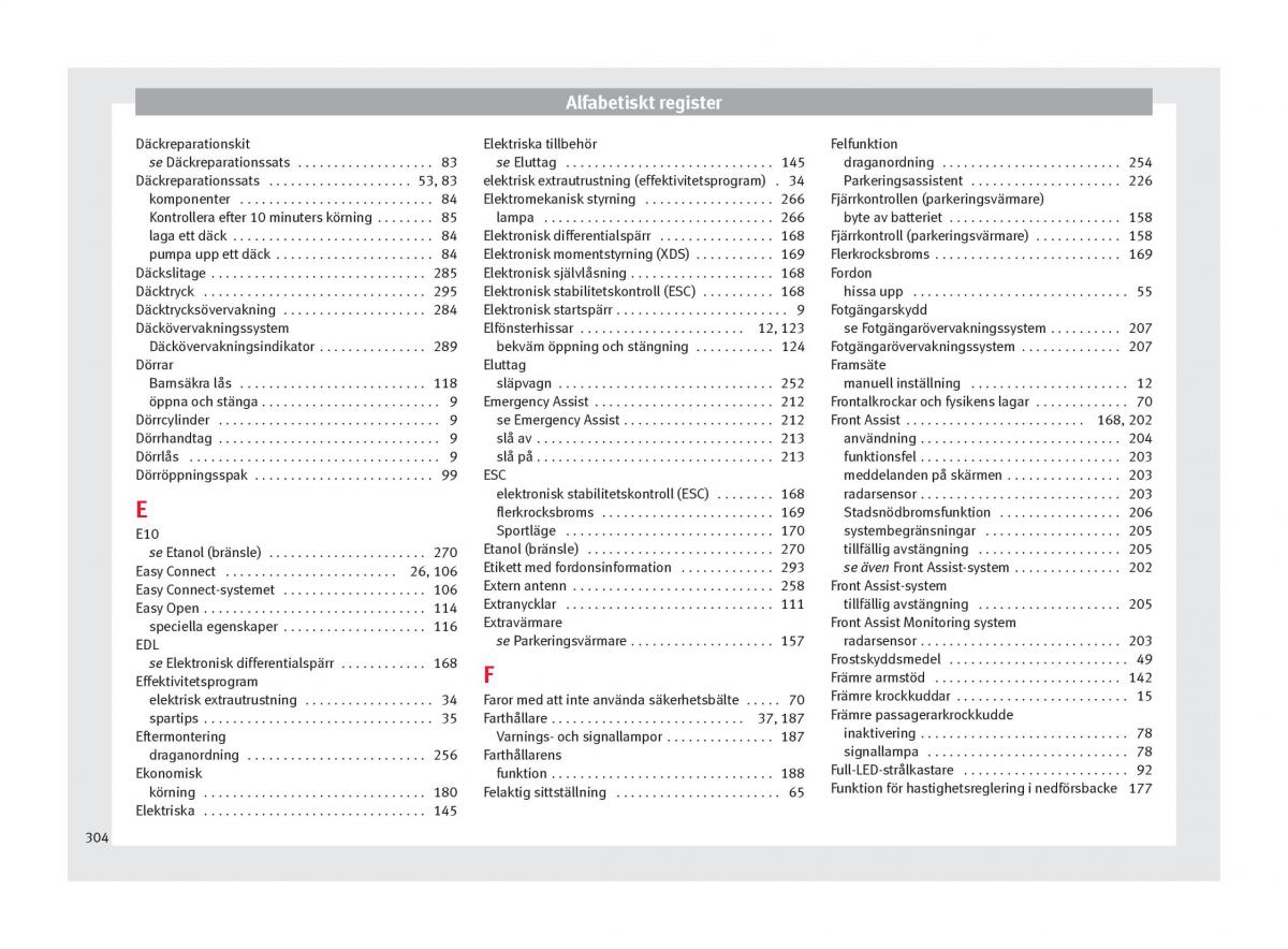 Seat Ateca instruktionsbok / page 306