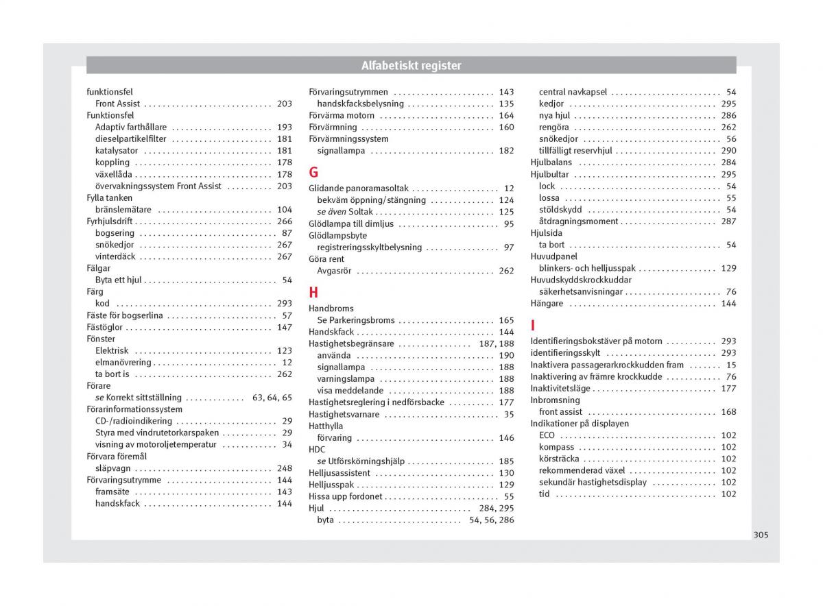 Seat Ateca instruktionsbok / page 307