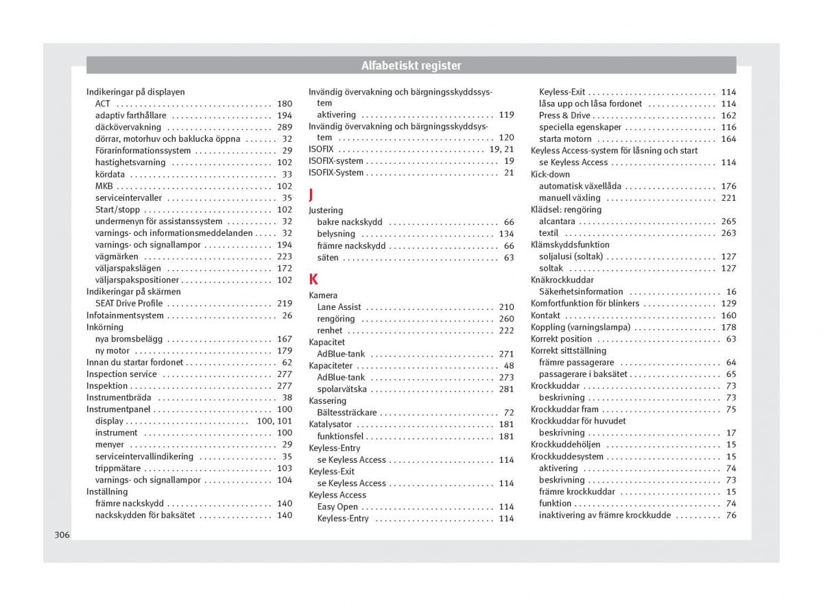 Seat Ateca instruktionsbok / page 308