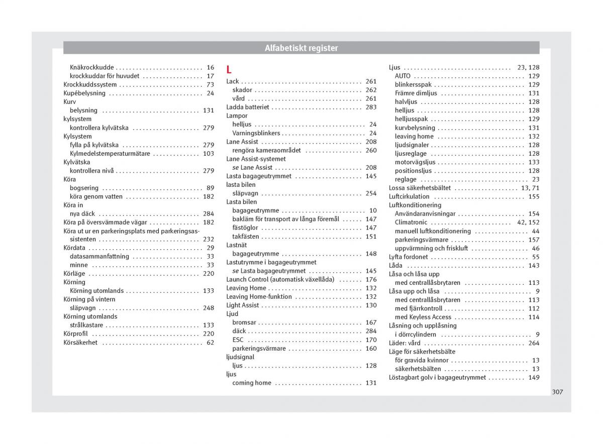 Seat Ateca instruktionsbok / page 309