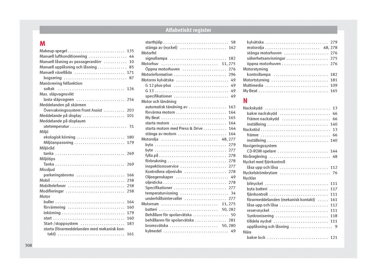 Seat Ateca instruktionsbok / page 310