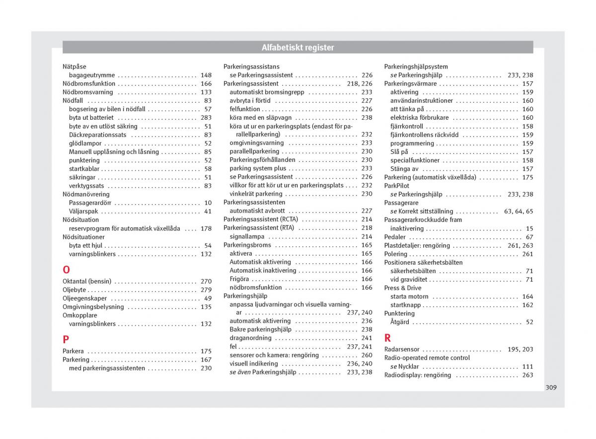 Seat Ateca instruktionsbok / page 311