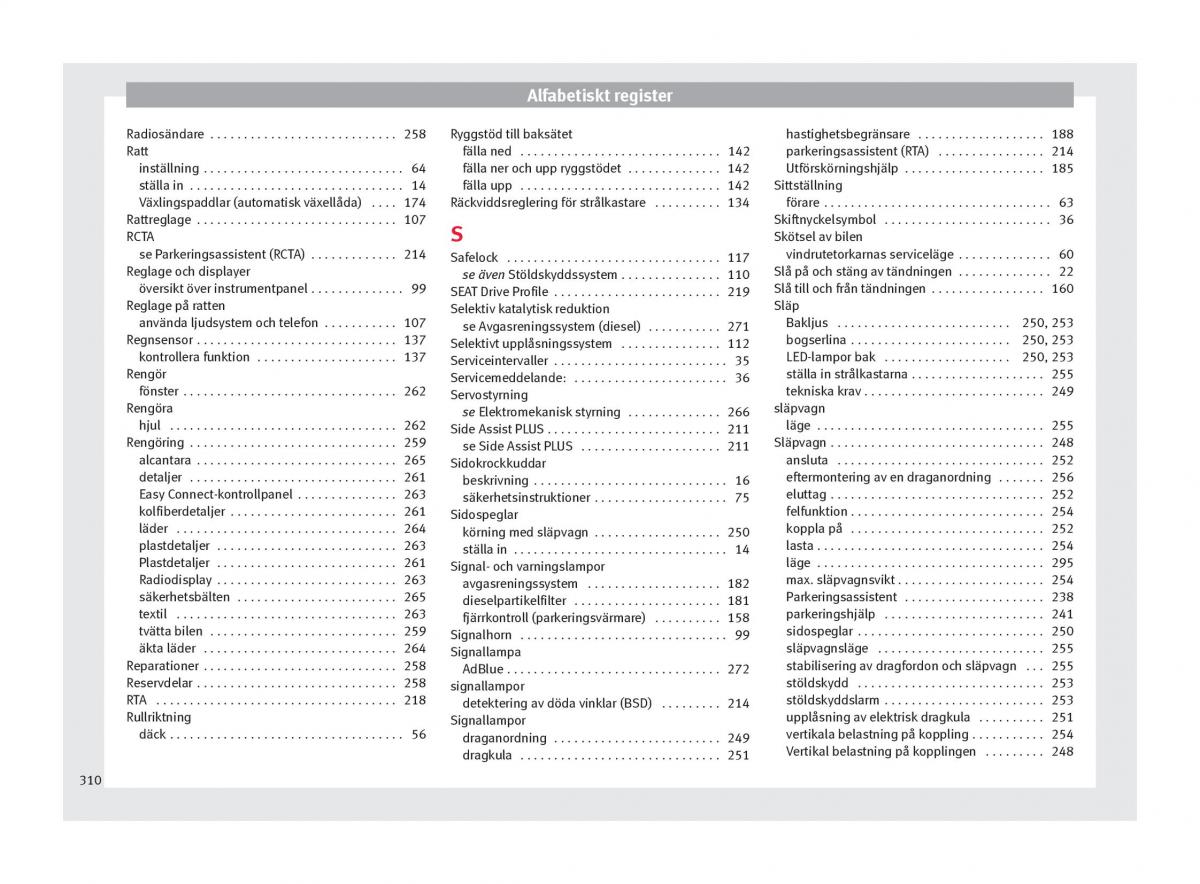 Seat Ateca instruktionsbok / page 312